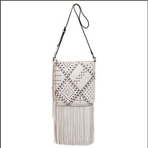 Rebecca Minkoff white fringe bag w/ silver studs
